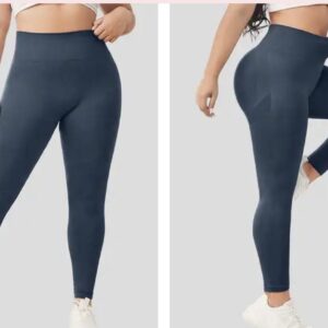 Leggings sport grande taille femme – Taille haute, seamless, bleu rs500