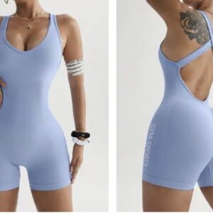 Combinaison training femme une pièce – Dos croisé & séchage rapide Rs600