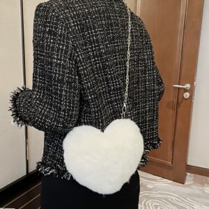Sac bandoulière en peluche forme cœur